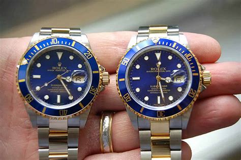 fake blue and gold rolex|rolex real vs fake.